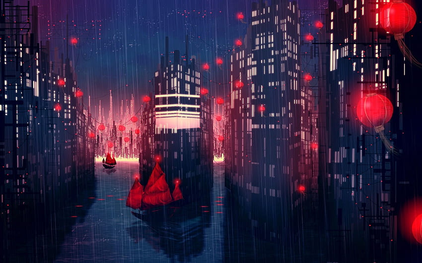 Night Anime Scenery 6, Anime City Aesthetic HD wallpaper