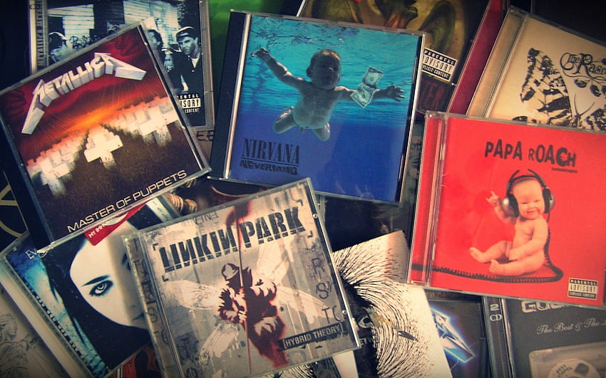 Albumcover Compact Disc Linkin Park Metallica Nirvana Papa Roach Rocks HD-Hintergrundbild