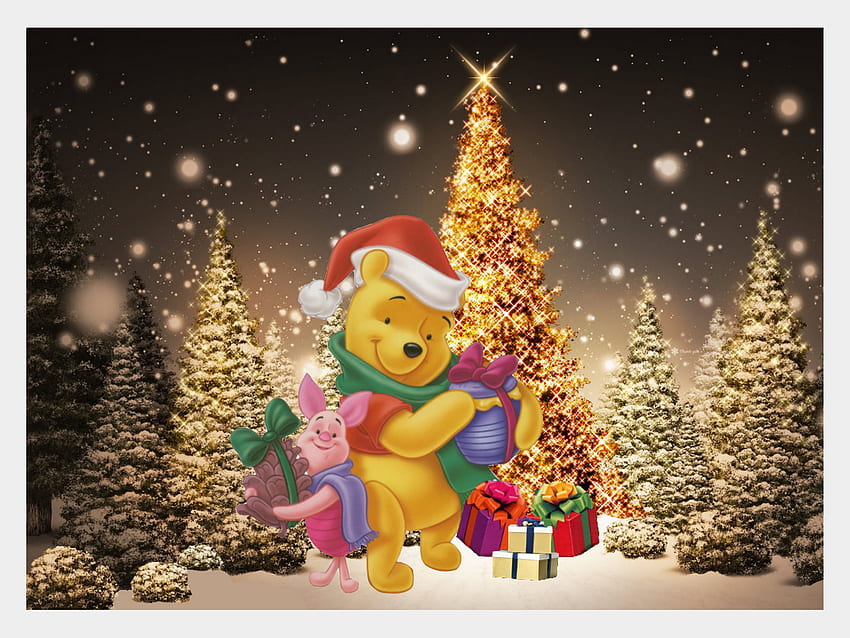 winnie lourson sapins de nol, Winnie the Pooh Christmas HD wallpaper