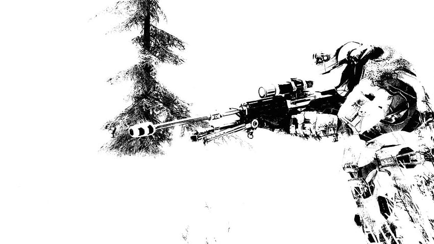 Schneebäume Halo-Scharfschützengewehre. . 251493, Heiligenschein Schwarz und Weiß HD-Hintergrundbild