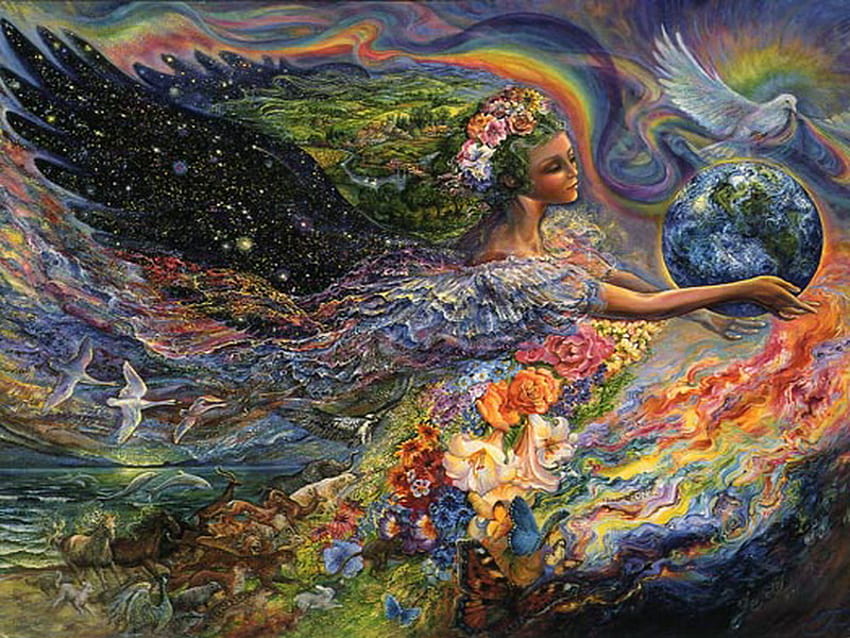Ziemski anioł, ziemia, josephine wall, fantazja, sztuka Tapeta HD