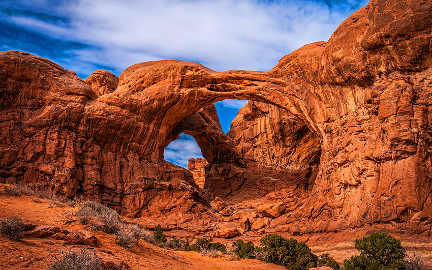 Arches National Park, summer, mountains, rocks, desert, neautiful nature, USA, Utah, America, beautiful nature HD wallpaper