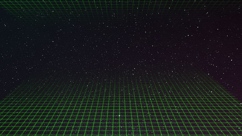 synthwave, green grid, dark, space, art, dual wide, , , background, 18152, Green Cosmos HD wallpaper