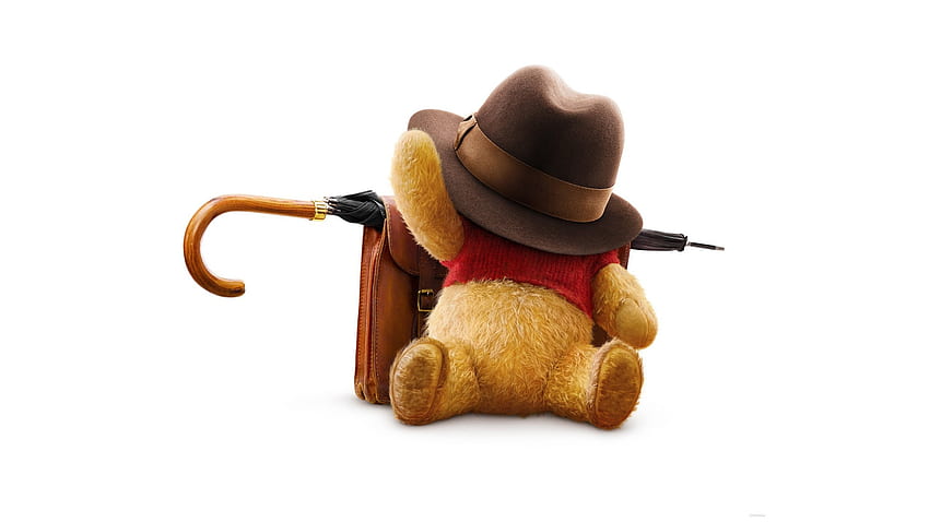 Christopher Robin (2018), afis, guarda-chuva, brinquedo, cartaz, Disney, urso, filme, ursinho pooh, chapéu papel de parede HD