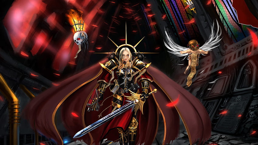 Warhammer 40k sci fi science fantasy warriors weapons sword armor dark skulls angels evil | | 37468 | UP HD wallpaper