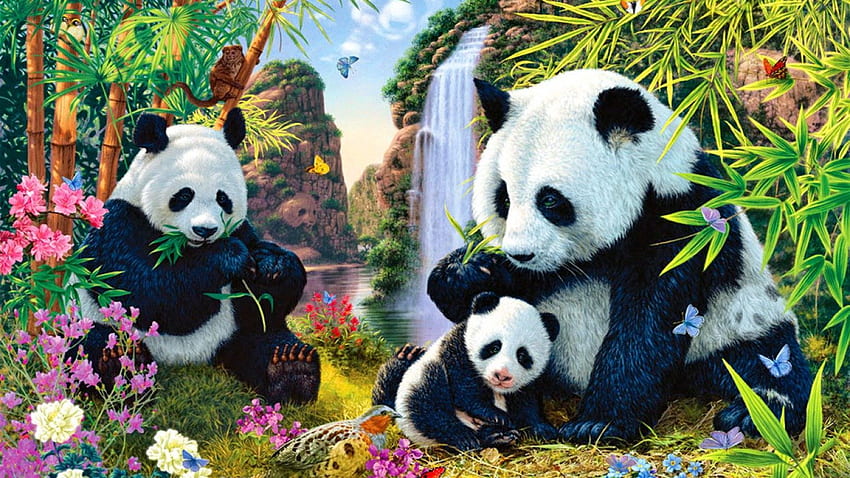 Panda (laptop) background HD wallpaper