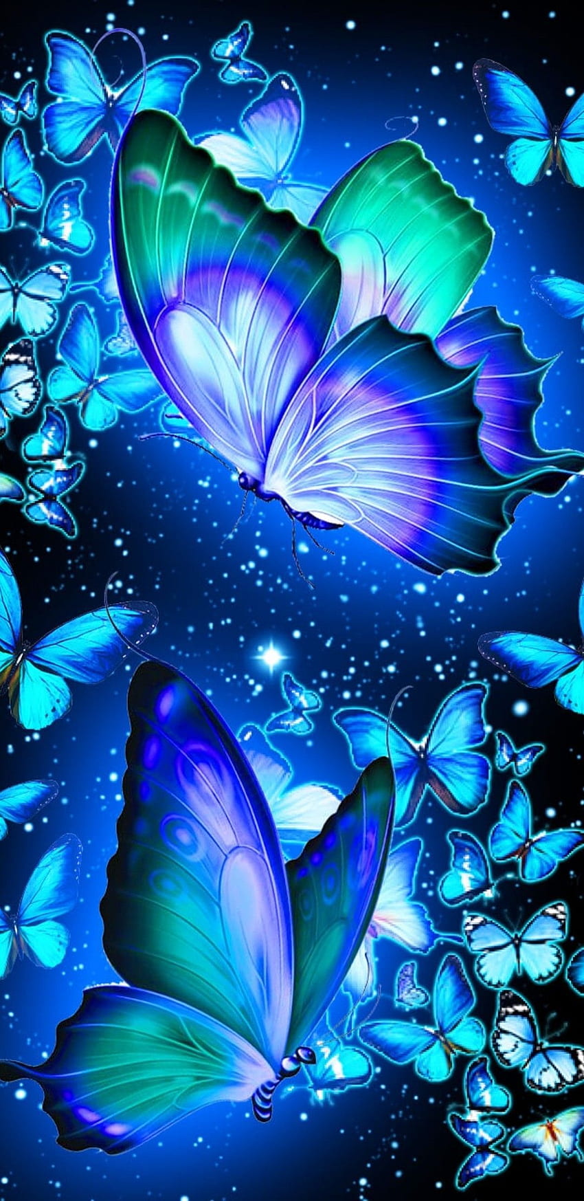 Butterfly / Dragonfly / Bee Ect 3, Blue and Purple Flowers and Butterfly HD phone wallpaper