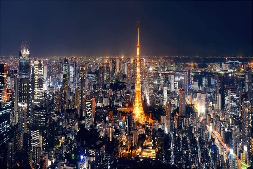 Laeacco ft Tokyo Gece Manzarası Zemin Vinil Gelişen Tokyo Metropolü Panorama Şehir Gökdelenleri Parlayan Tokyo Kulesi Simgesel Yapı Arka Plan Etkinlik Faaliyetleri Çekim Manzara : Elektronik HD duvar kağıdı