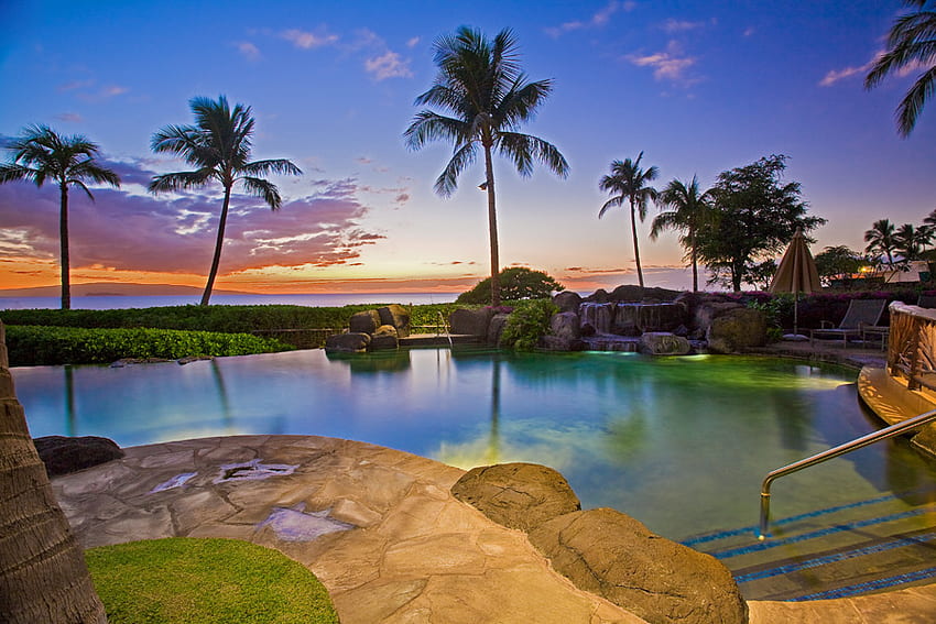 Wailea Beach, Hawaii, Wailea, Sonnenuntergang, Strand HD-Hintergrundbild