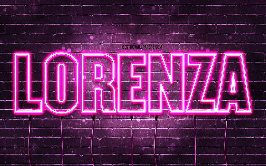 Lorenza, , with names, female names, Lorenza name, purple neon lights, Lorenza Birtay, Happy Birtay Lorenza, popular italian female names, with Lorenza name HD wallpaper