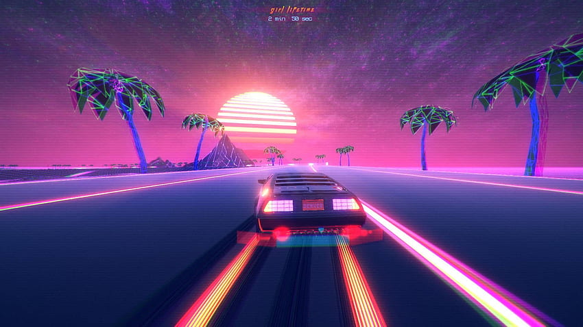 Car game application, 1980s, vibes, Retro style, outdrive . Flare HD wallpaper