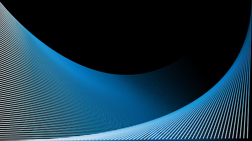 青い曲線、抽象的、最小限 高画質の壁紙