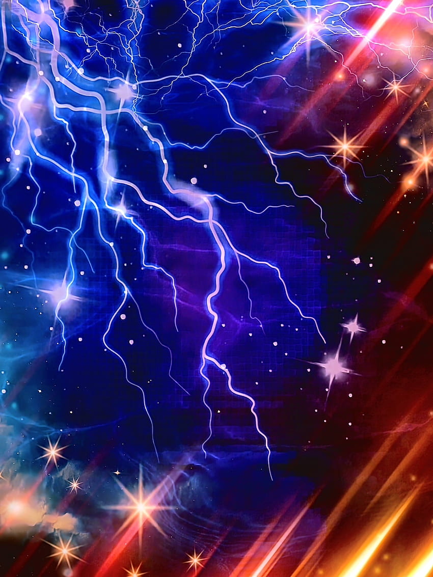 Colorful Space Storm, atmosphere, lightning, sky, dark, outer-space, electrical, stars HD phone wallpaper