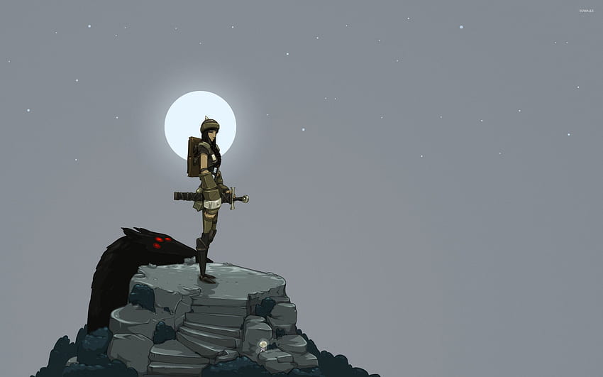 Nomad hunter under the full moon - Digital Art HD wallpaper