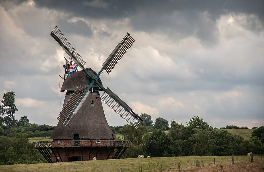 Nature, Sky, Windmill, Agriculture HD wallpaper