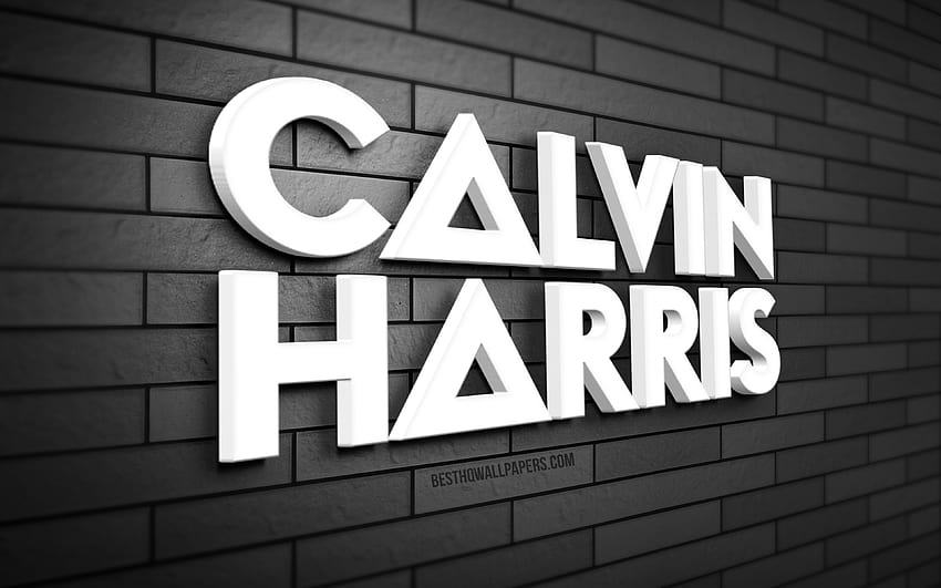 Calvin Harris 3D logo, , Adam Richard Wiles, gray brickwall, creative, music stars, Calvin Harris logo, scottish DJs, 3D art, Calvin Harris HD wallpaper