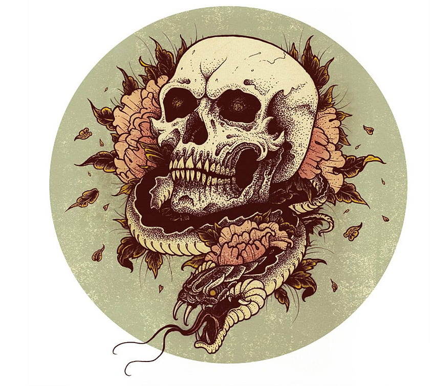 skull snake flowers by Gmarsh22 - ef. Skull rose tattoos, Skull, Flower HD wallpaper