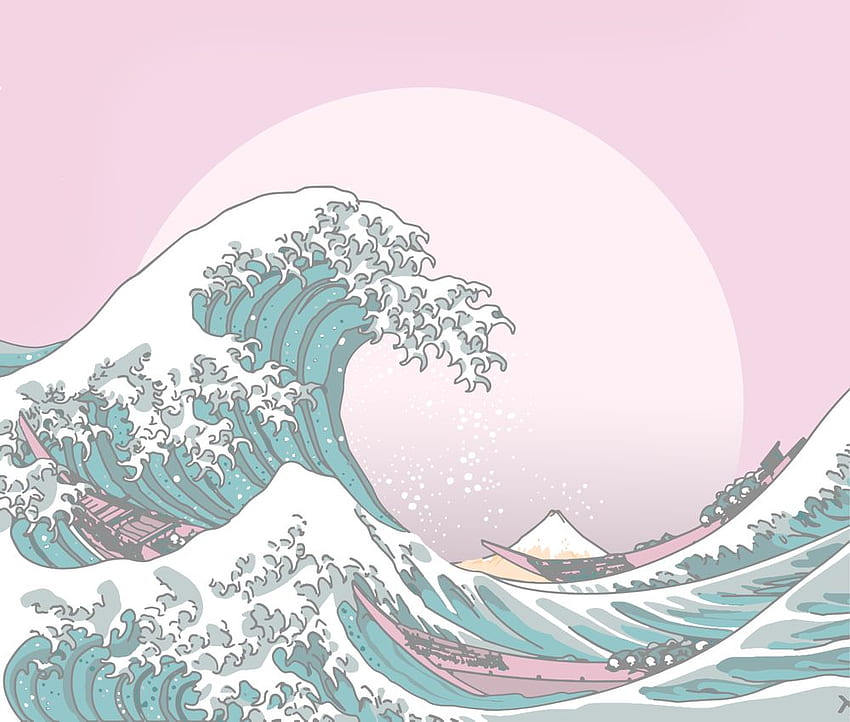 Идеи за естетическа вълна в бурно море. Вълни, Японско изкуство, Изкуство, Пастелна вълна HD тапет