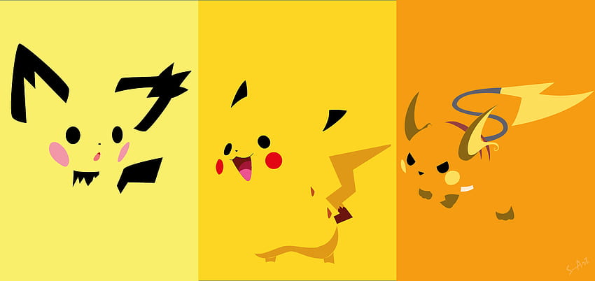 Garis evolusi Pikachu oleh S-Art, Pichu Pikachu Raichu Wallpaper HD