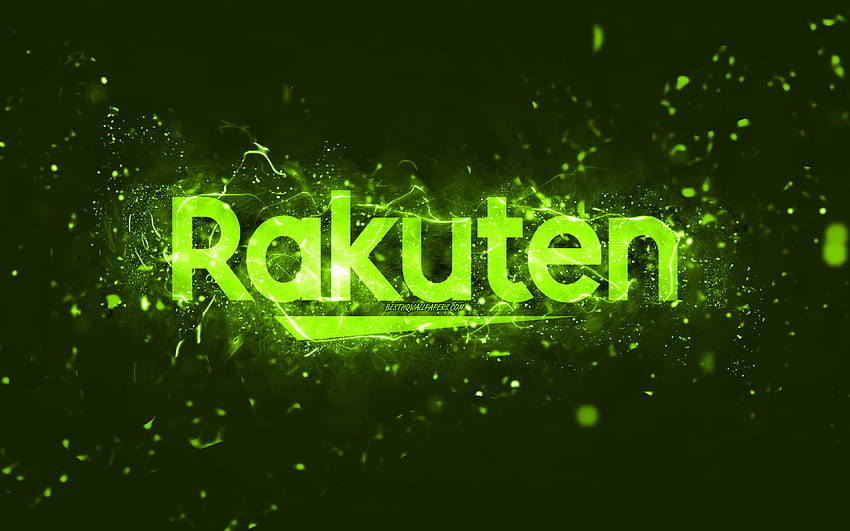 Rakuten lime logo, , lime neon lights, creative, lime abstract background, Rakuten logo, brands, Rakuten HD wallpaper