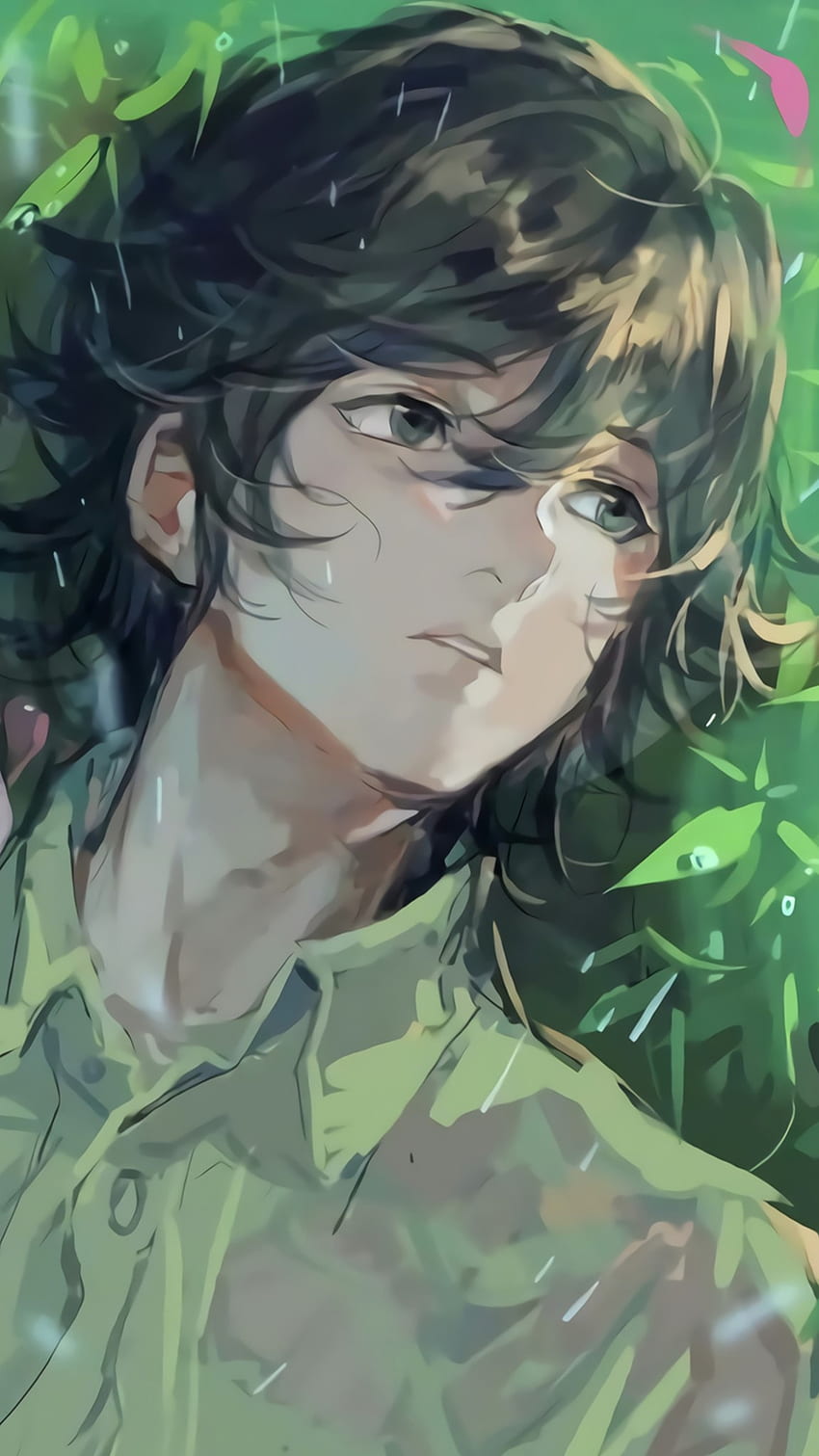 Boy07, rain, green, sad, anime_boy, boy, anime HD phone wallpaper