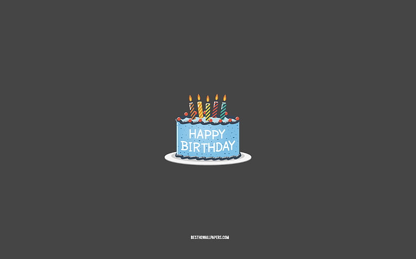 Happy Birtay, , minimal art, Happy Birtay greeting card, cake, gray background, Happy Birtay concept for with resolution . High Quality, Happy Birtay Cool HD wallpaper