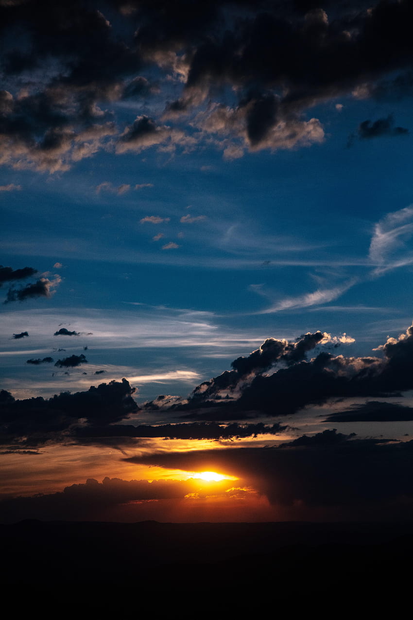 Sunset, Sun, Twilight, Clouds, Dark, Dusk HD phone wallpaper