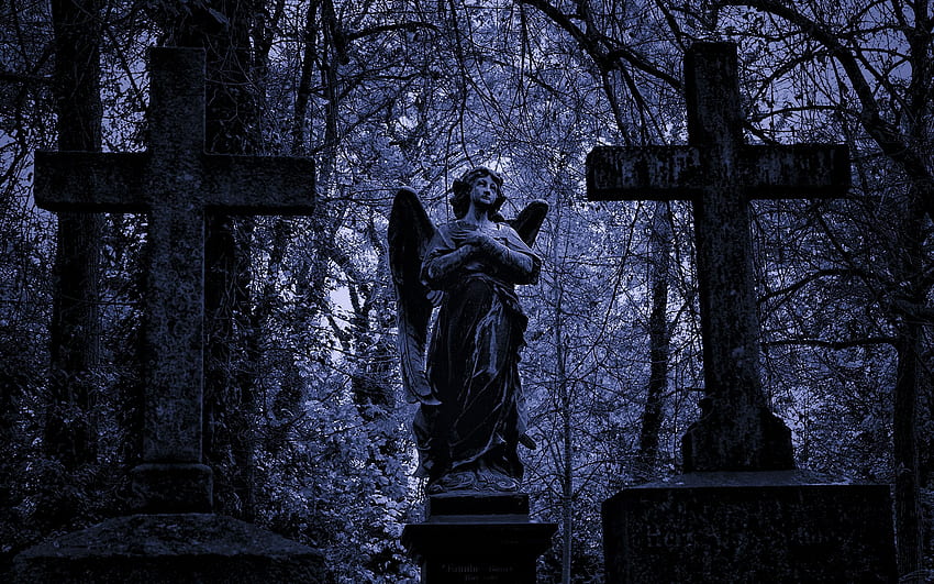 Fall Cemetery, Halloween Graveyard HD wallpaper