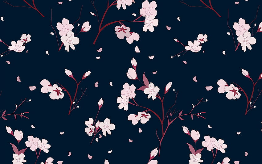 Pink flowers, digital art, pattern, abstract HD wallpaper