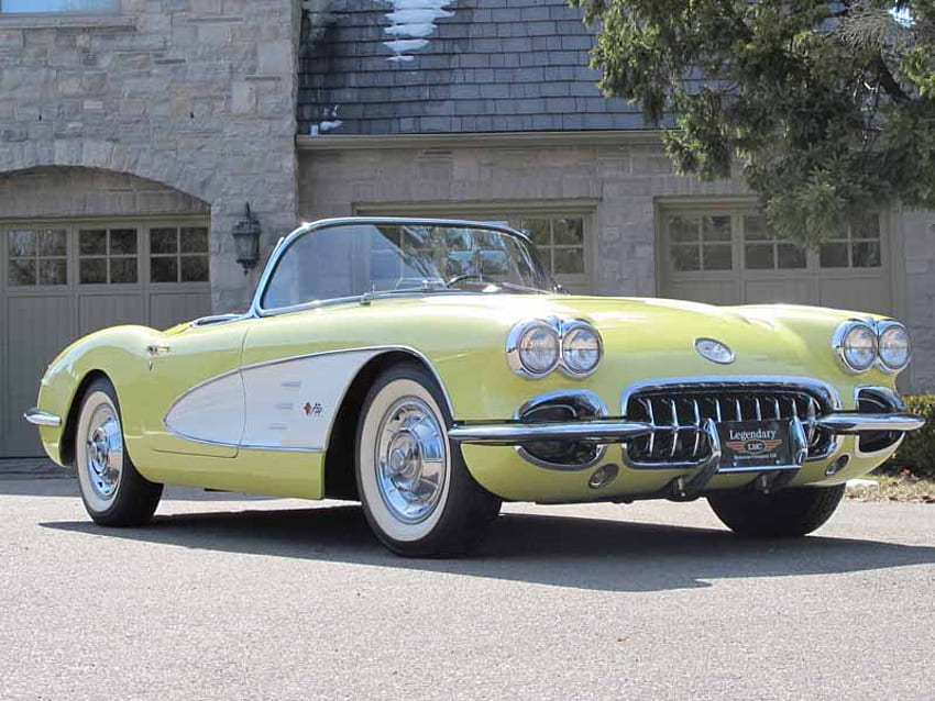 1958 Chevrolet Corvette, Klassiker, GM, Cabrio, Auto, Chevy, Corvette HD-Hintergrundbild