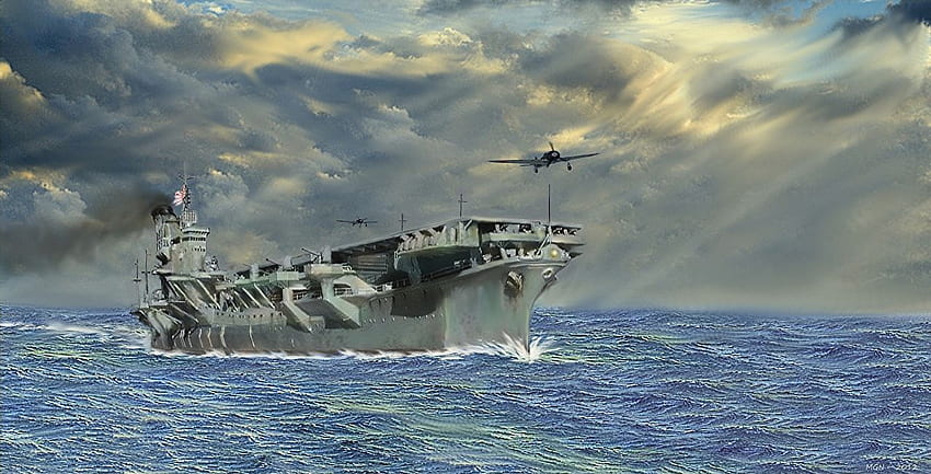 Aircraft carrier Japanese aircraft carrier Shinano Painting HD wallpaper