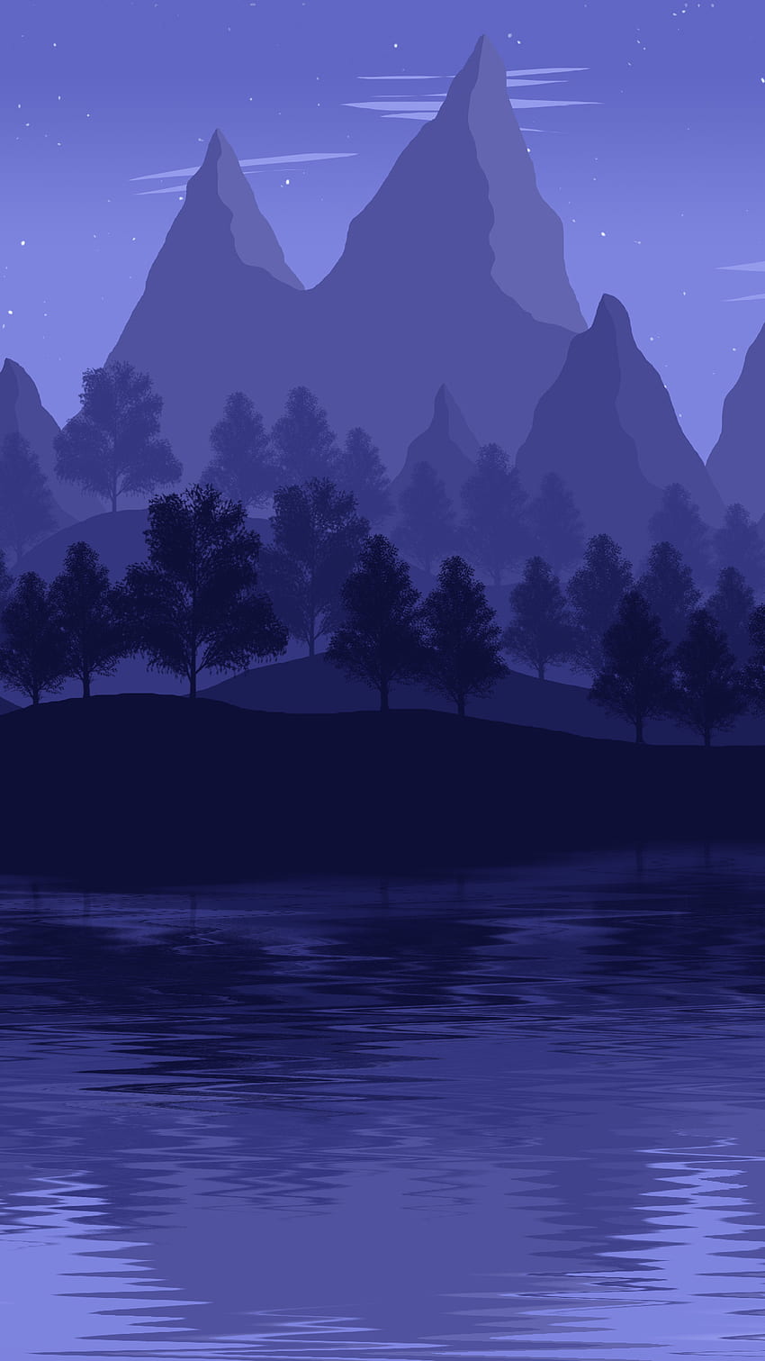 lago, montañas, paisaje, minimalismo, minimalista, artista, obra de arte, arte digital, para iPhone 6, 7, 8. Montaña fresca y artística fondo de pantalla del teléfono
