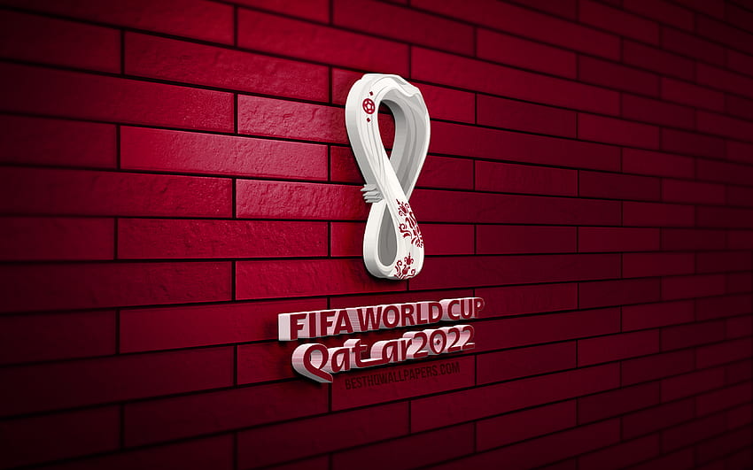 FIFA Dünya Kupası Katar 2022 3D logosu, mor brickwall, yaratıcı, FIFA Dünya Kupası, FIFA Dünya Kupası Katar 2022 logosu, 3D sanat, FIFA Dünya Kupası Katar 2022 HD duvar kağıdı
