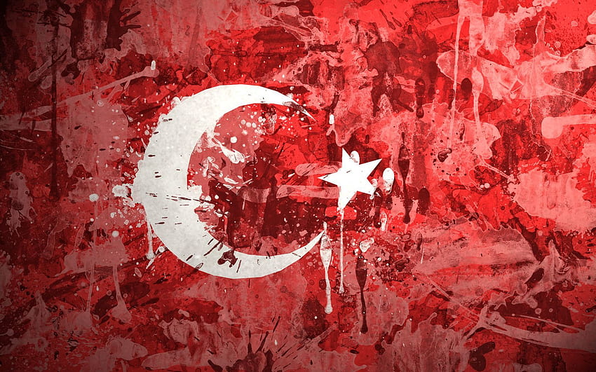 Latar Belakang, Tekstur, Tekstur, Cat, Noda, Bintik-bintik, Bendera, Turki Wallpaper HD