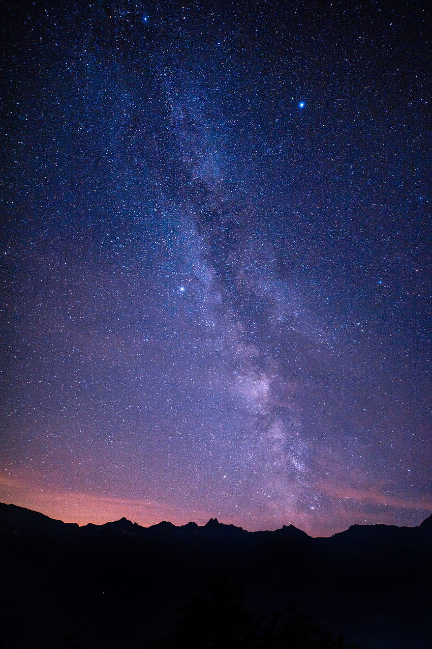 Mountains, Night, Dark, Starry Sky, Milky Way HD phone wallpaper