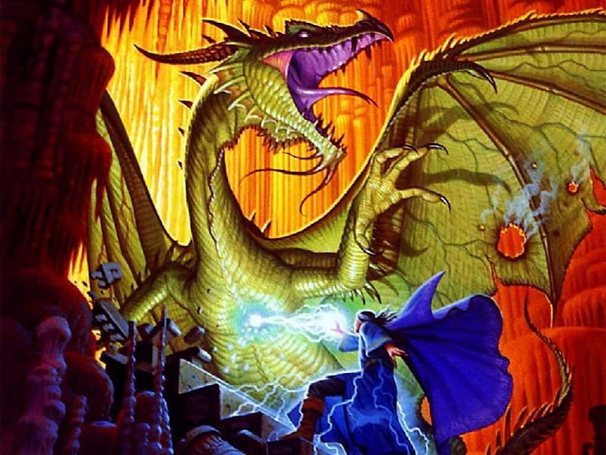 Magic Against Strength, dragon, magic, magician, strength HD wallpaper