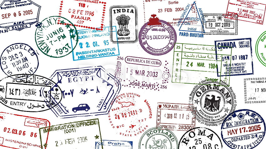 Sellos de pasaporte y antecedentes fondo de pantalla