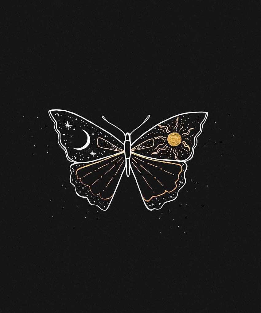 Dark Butterfly Aesthetic, Moon Butterfly HD phone wallpaper