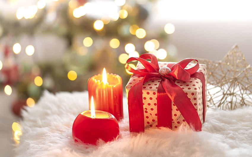 Selamat Natal!, craciun, lilin, merah, natal, kartu, hadiah, tahun baru Wallpaper HD