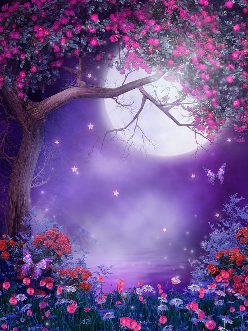 Fantasy Fairy Flowers Drzewa Gotyckie graficzne tła. Etsy. Piękne tło, graficzne tła, natura Tapeta na telefon HD