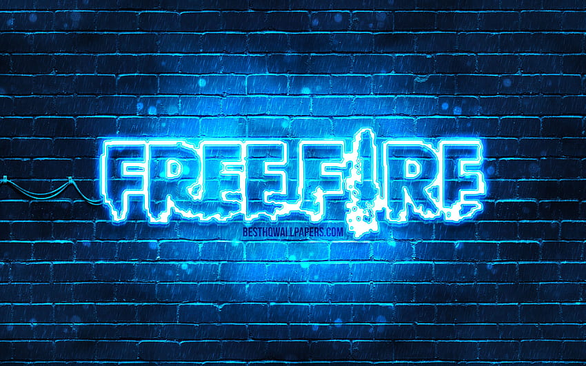 Garena Fire mavi logosu, mavi brickwall, Fire logosu, 2020 oyunları, Yangın, Garena Fire logosu, Garena Fire, Çözünürlüklü Fire Battlegrounds, Garena Logosu HD duvar kağıdı