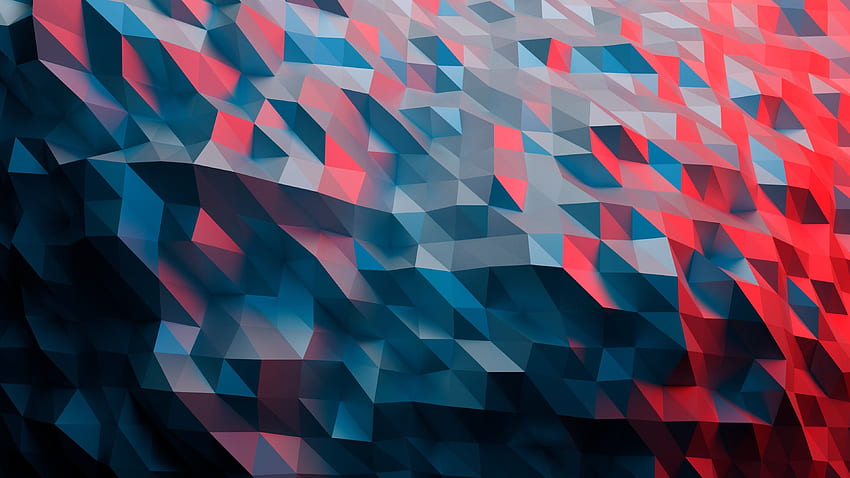 rote, schwarze und blaue abstrakte Malerei Low Poly HD-Hintergrundbild