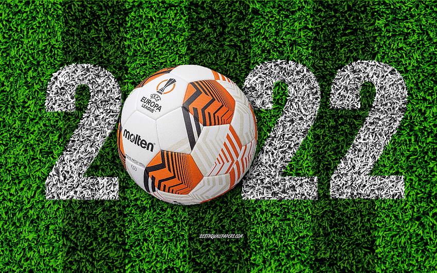 Europa League 2022, New Year 2022, soccer field, Europa League official ball, Molten Europa League, 2022 concepts, Happy New Year 2022, soccer HD wallpaper