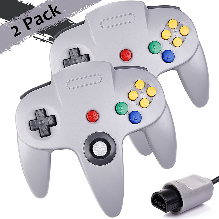 2Pack N64 Controller, inNEXT Classic Retro Wired Controllers Gamepad Controller Joystick สำหรับระบบวิดีโอเกมคอนโซล N64 (สีเทา) วอลล์เปเปอร์โทรศัพท์ HD
