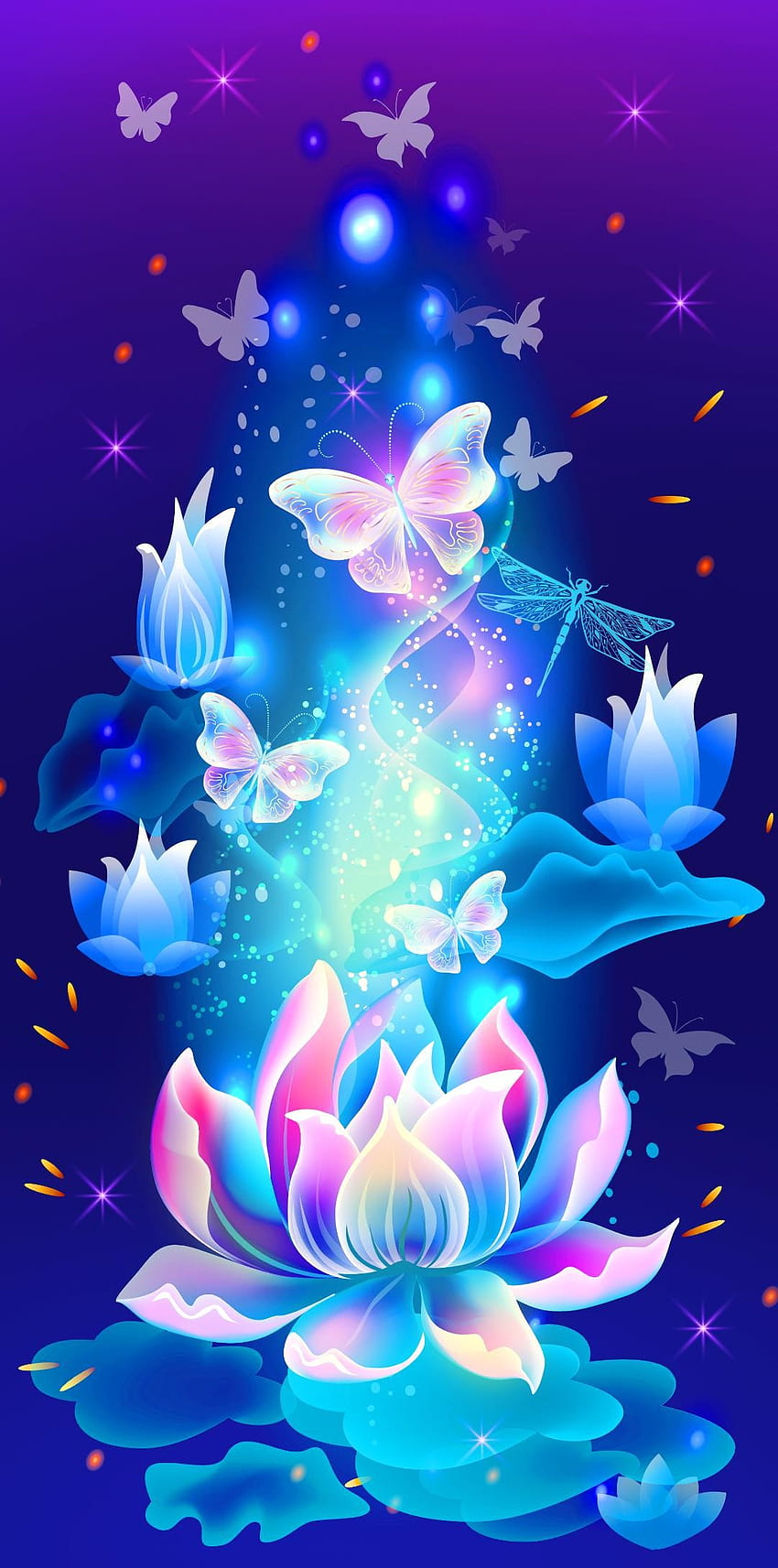 Schmetterlingslotus, Kunst, Tier, Blume HD-Handy-Hintergrundbild