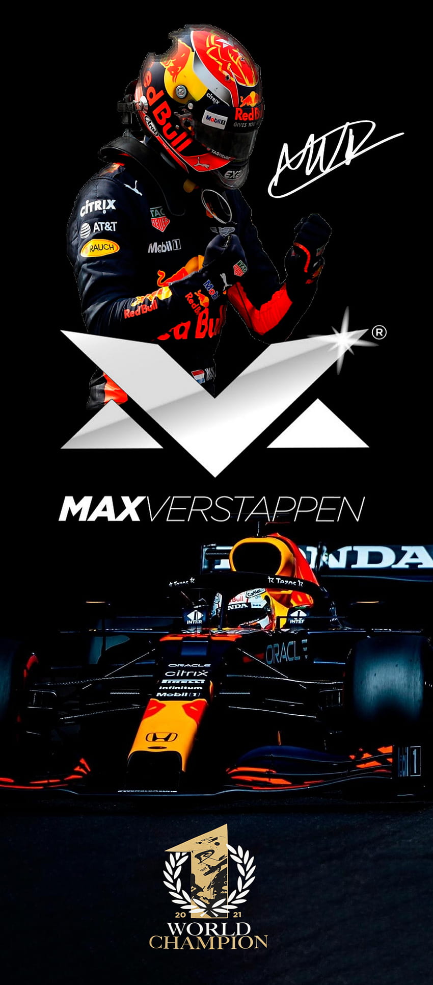MaxVerstappen Campeón, Max, fórmula 1, Verstappen, F1, Naranja fondo de pantalla del teléfono