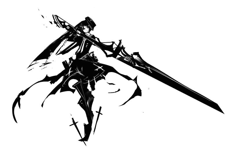 Anime Girl, Mädchen, Anime, Schwert, Monochrom HD-Hintergrundbild