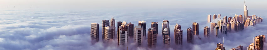 top, Sky, Clouds, Skyscraper, Panorama, Middle East, Dubai, Emirates, Middle Eastern HD wallpaper