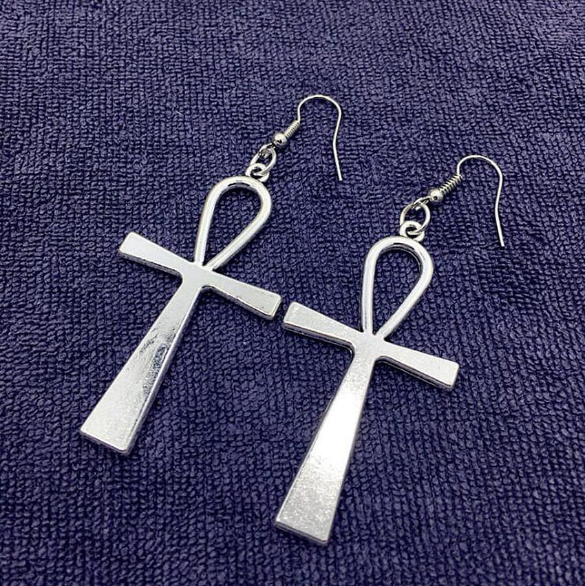 Antique Silver Retro Egyptian Symbol Ankh Cross Exaggerated Minimal Cross Charm Pendant Hip Hop Earring Jewellery For Women Gift A432 From Danni100824, $0.79 HD phone wallpaper