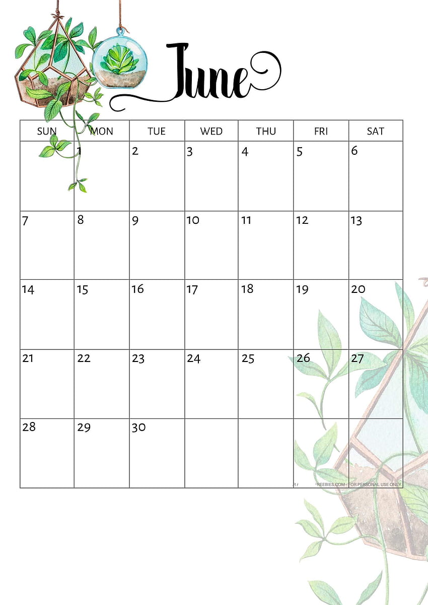 Cute June 2020 Calendar Colorful Templates. Printable HD phone wallpaper